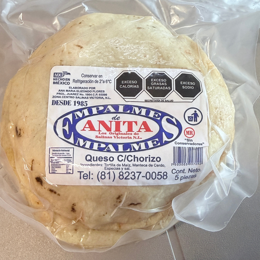 Empalmes Anita de Queso con chorizo Paq. con 5 piezas